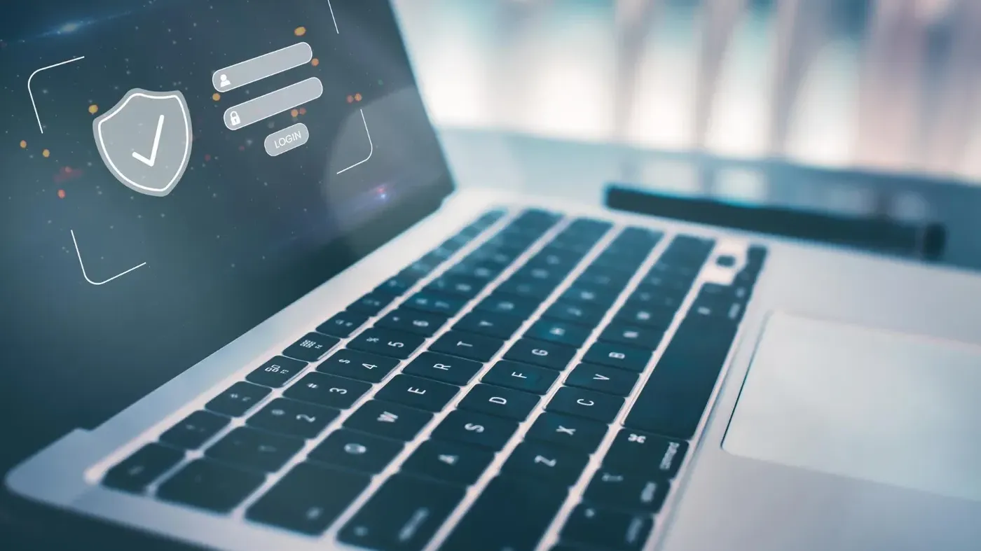 close up of secure computer