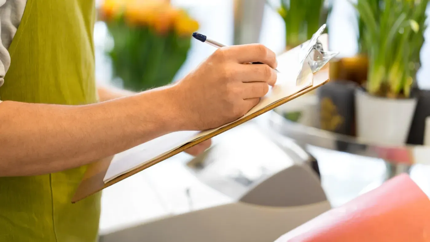 business man with clipboard