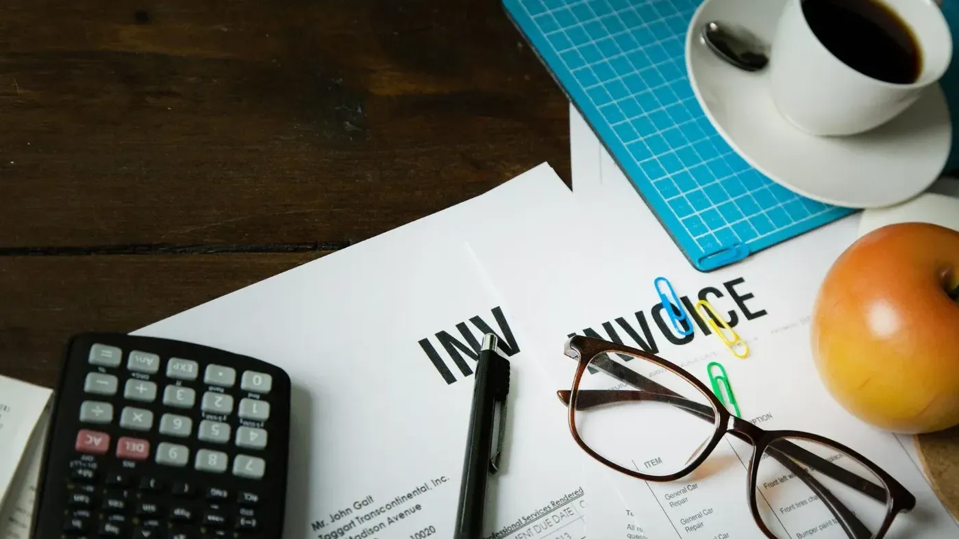 close up of invoice on table